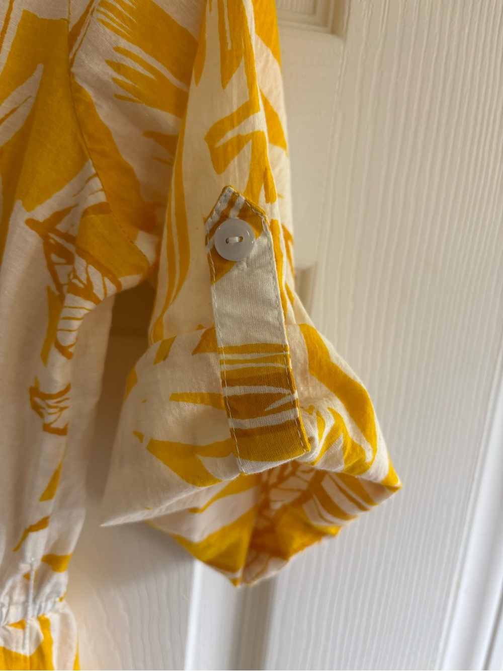 Mlle Gabrielle Yellow and White Tropical Midi Shirt Dress - Picture 6 of 6